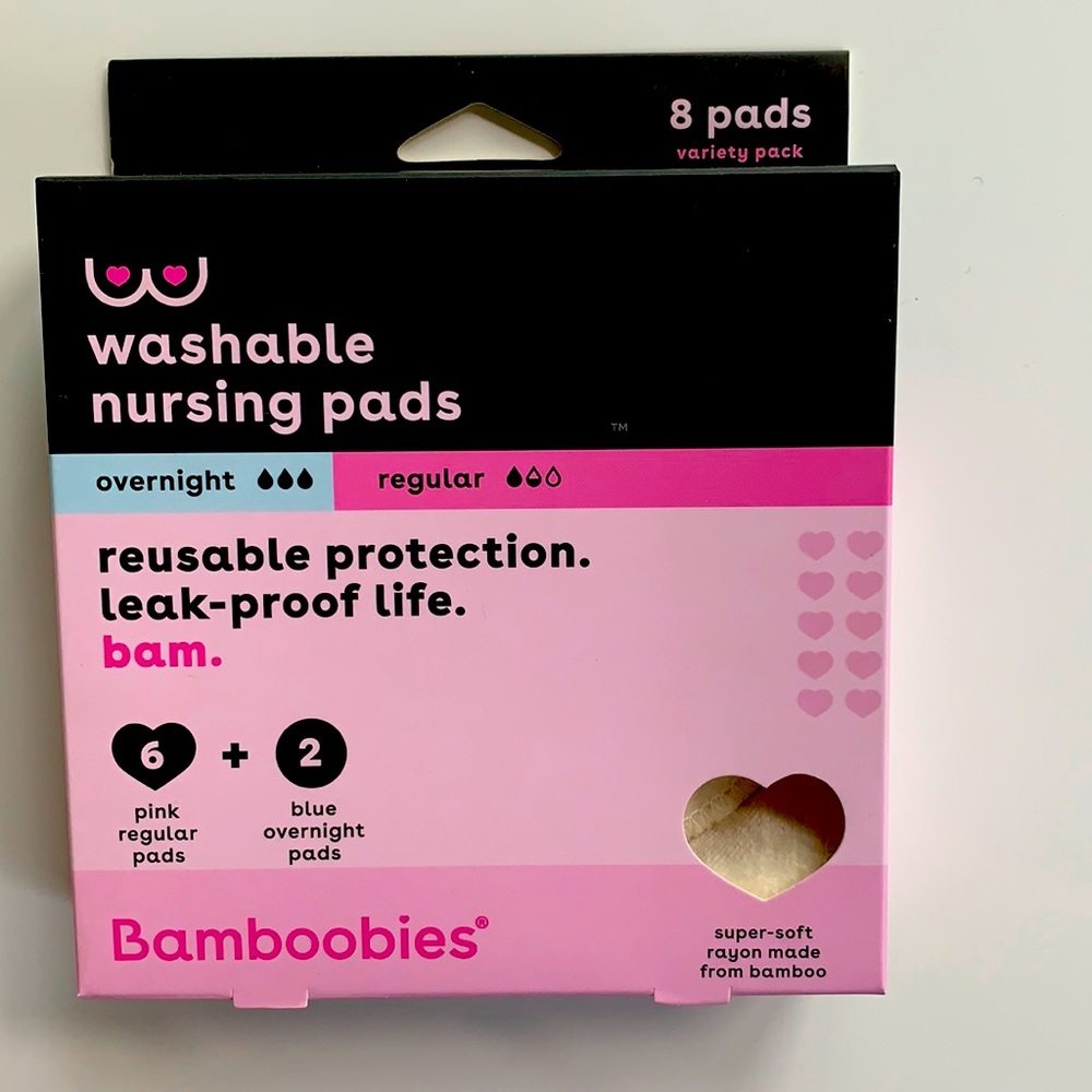 NWT 8 Bamboobies washable nursing pads varietypack